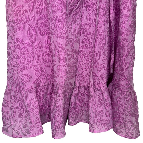 & Other Stories Jacquard Puff Wrap Floral Mini Dress Pink Size M - Picture 10 of 15
